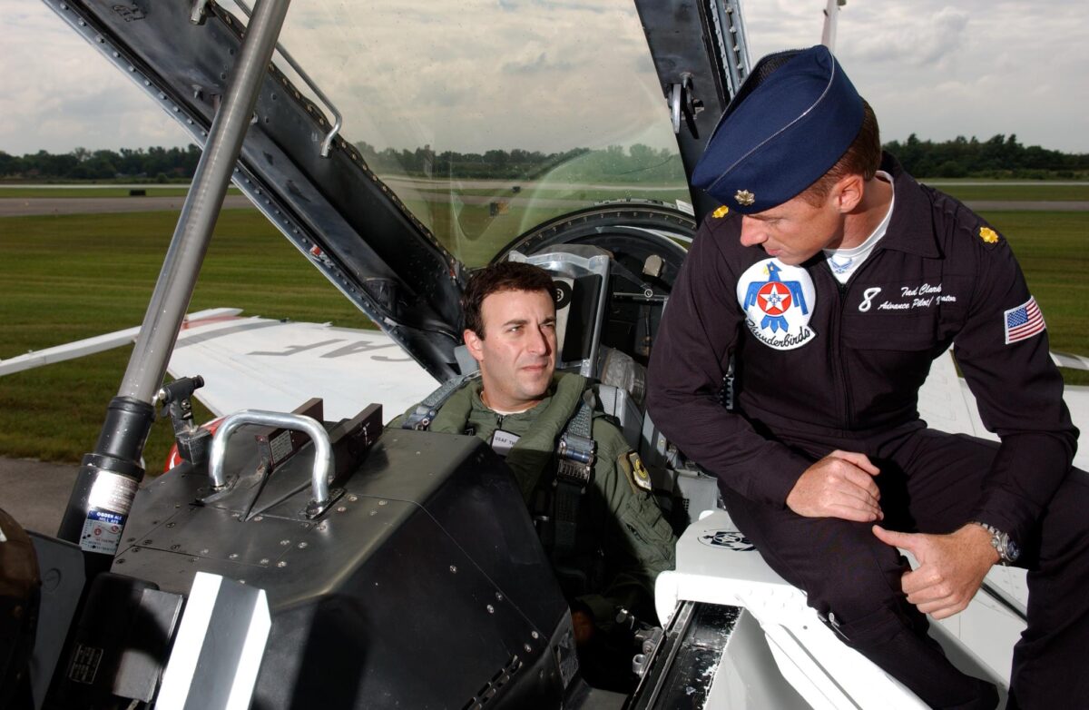 Pre-flight briefing while strapped in – Chicago (2006)